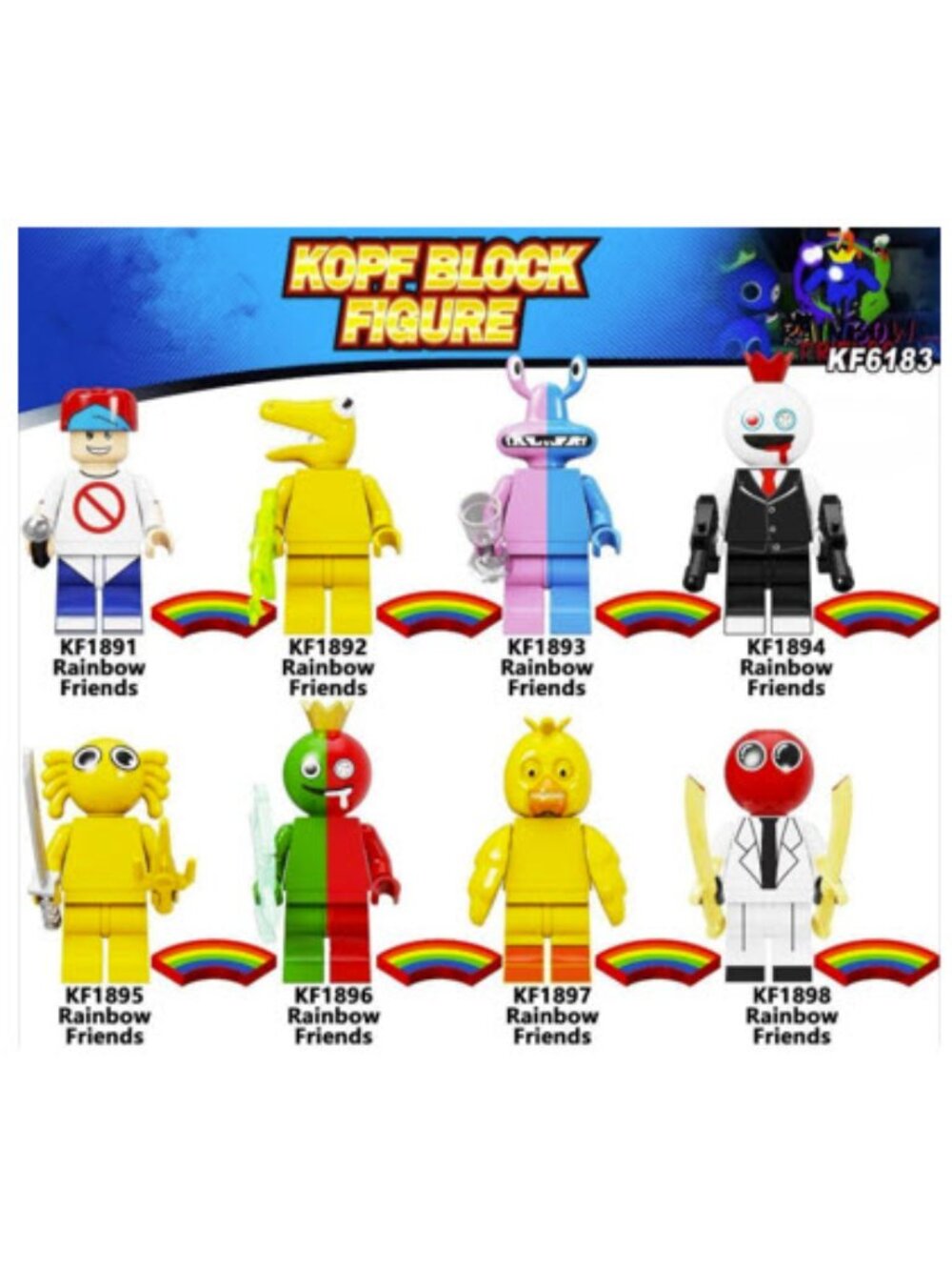 Set of 8 Rainbow Friends LEGO-Compatible Mini Figures – New